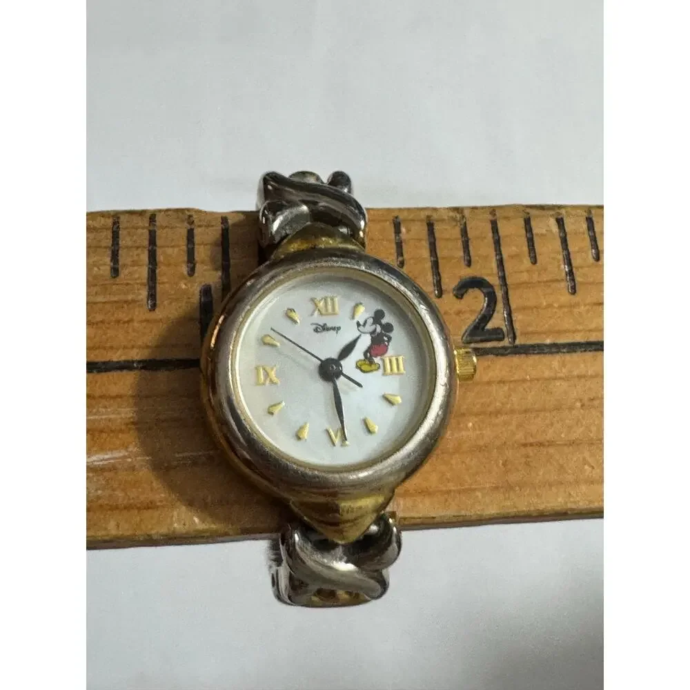 Disney Time Works Two-Tone Heart Link Women's Mickey Mouse Watch